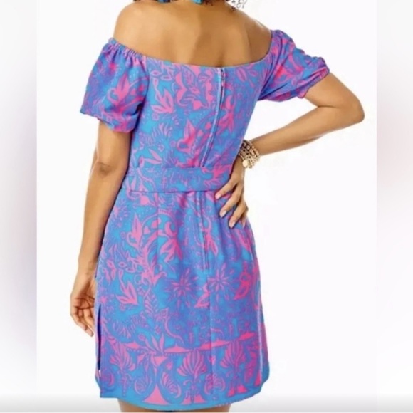 Lilly Pulitzer off the shoulder romper aurora pink - Picture 3 of 5